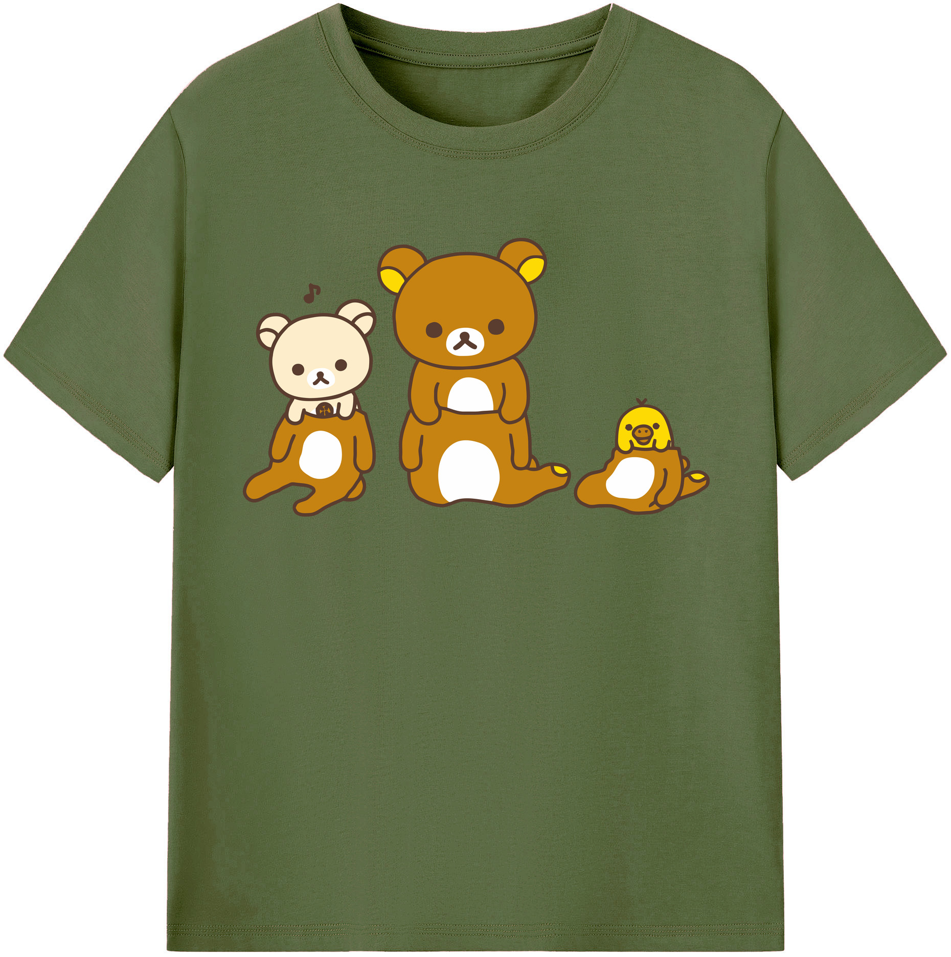 （画像用） リラックマ リラックマ キイロイトリ Rilakkuma Korilakkuma Kiiroitori 綿100％半袖Tシャツ（フロントプリント）